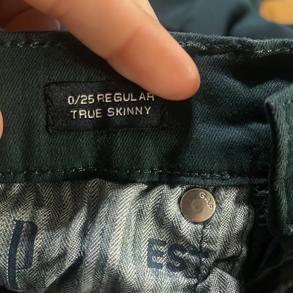 Gap‎ green denim jeans size 0 25” Regular True Skinny - Picture 8 of 8